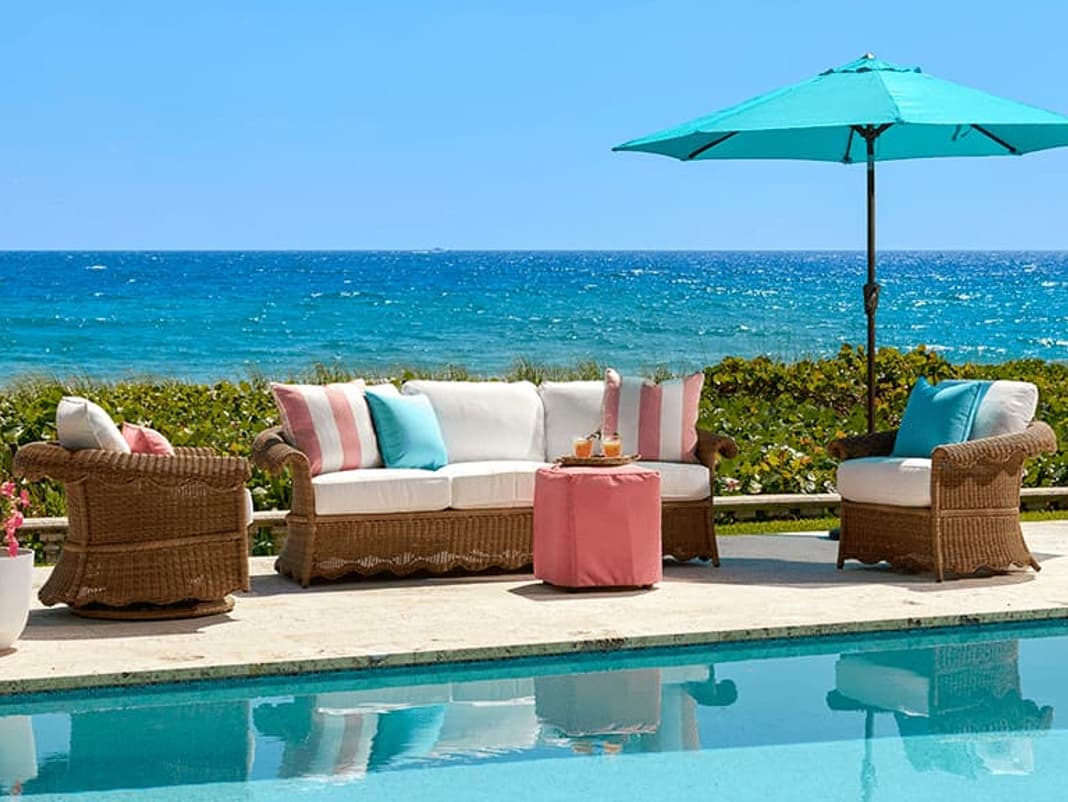 Lane Venture Cleary By Celerie Kemble Wicker Cushion Patio Lounge Set