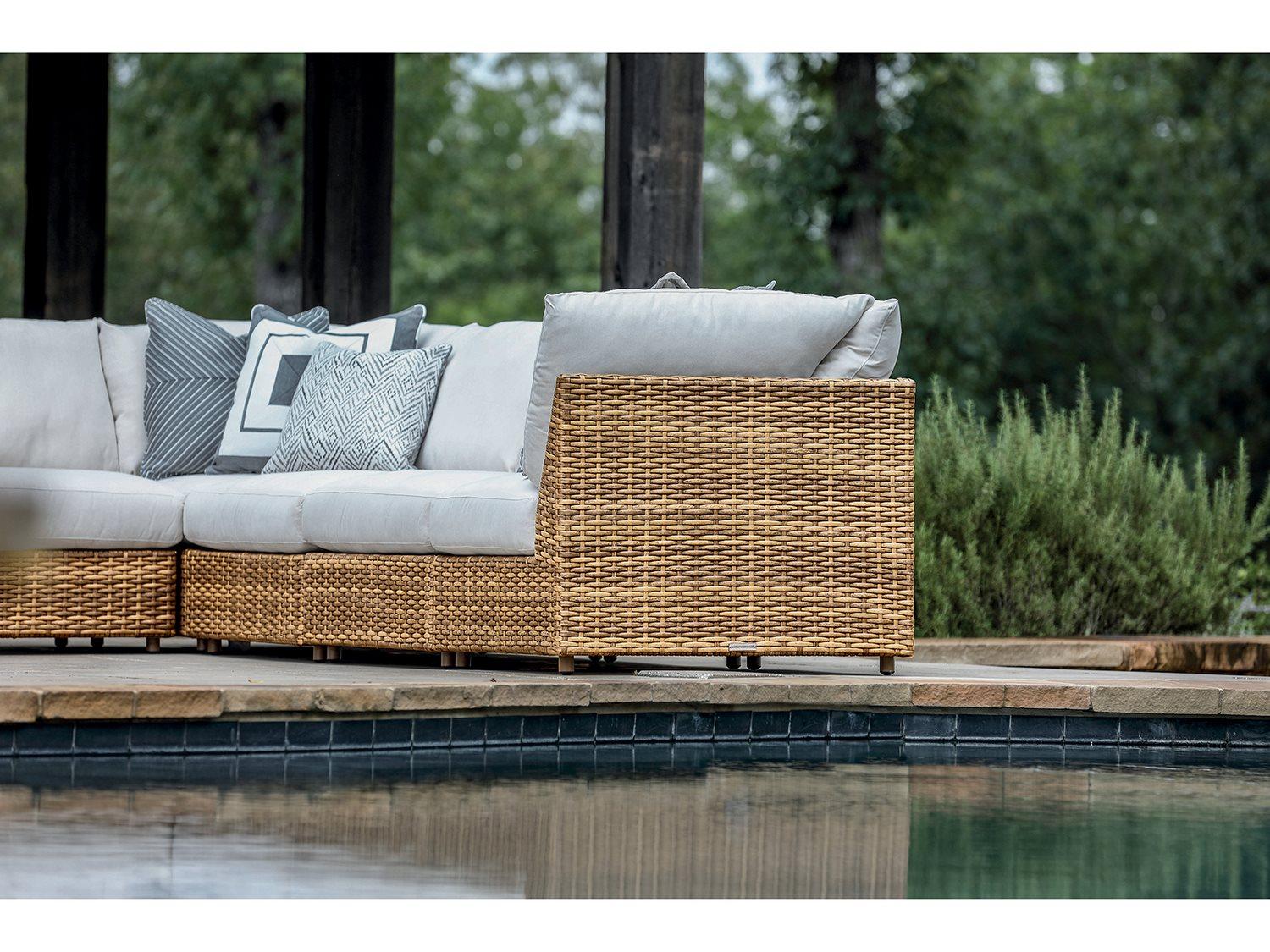 Lane Venture Campbell Barley Wicker Sectional Outdoor Lounge Set