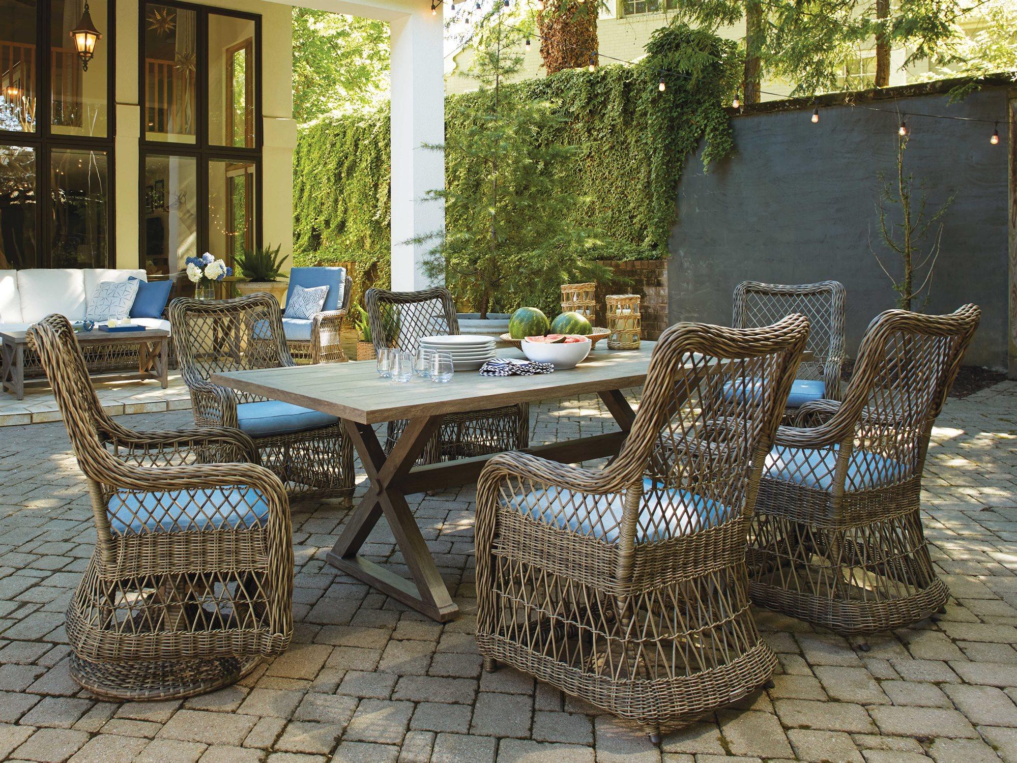Lane Venture Mystic Harbor French Grey Wicker Outdoor Dining Set