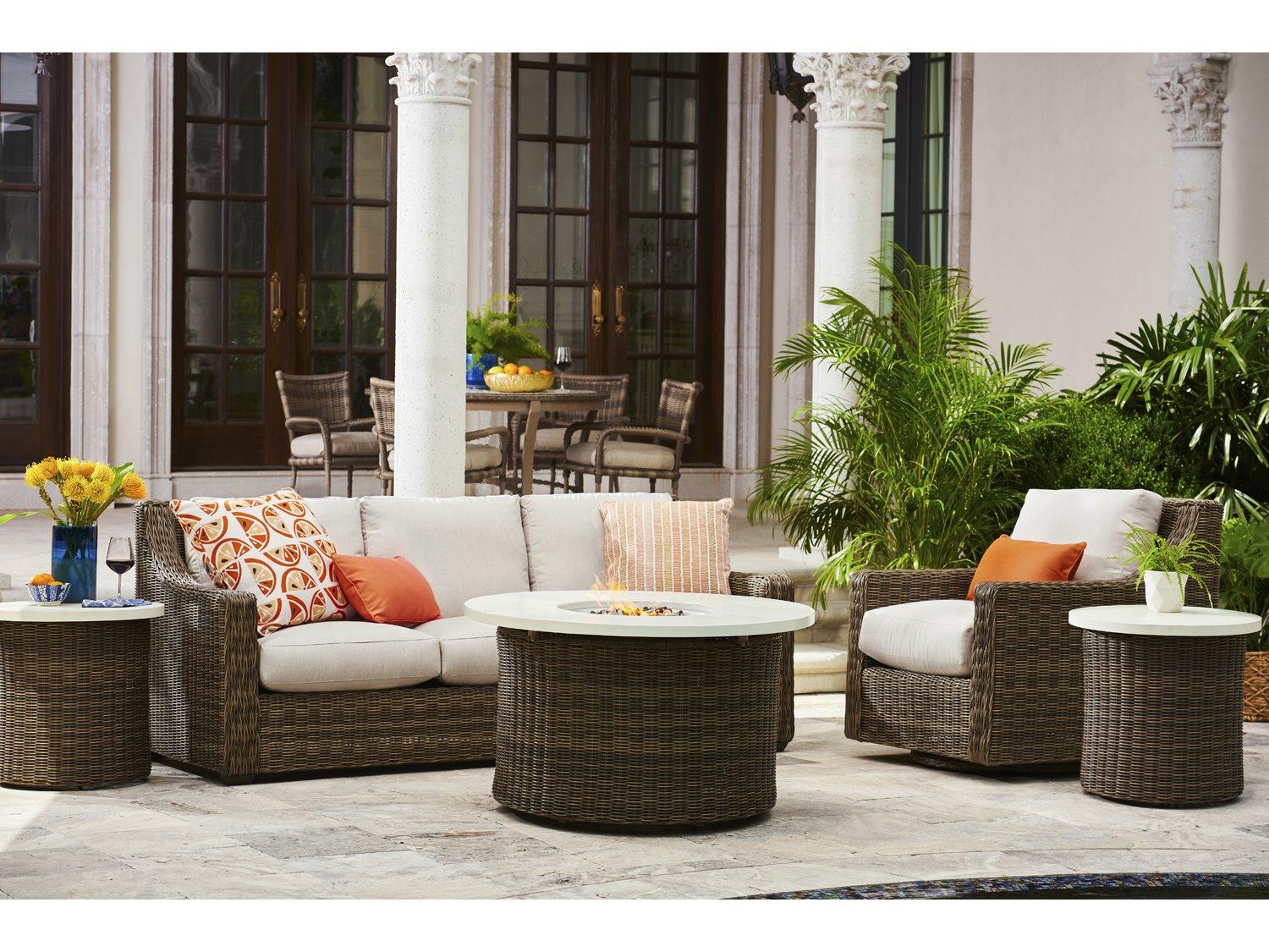 Lane Venture Oasis Wicker Fire Pit Outdoor Lounge Set