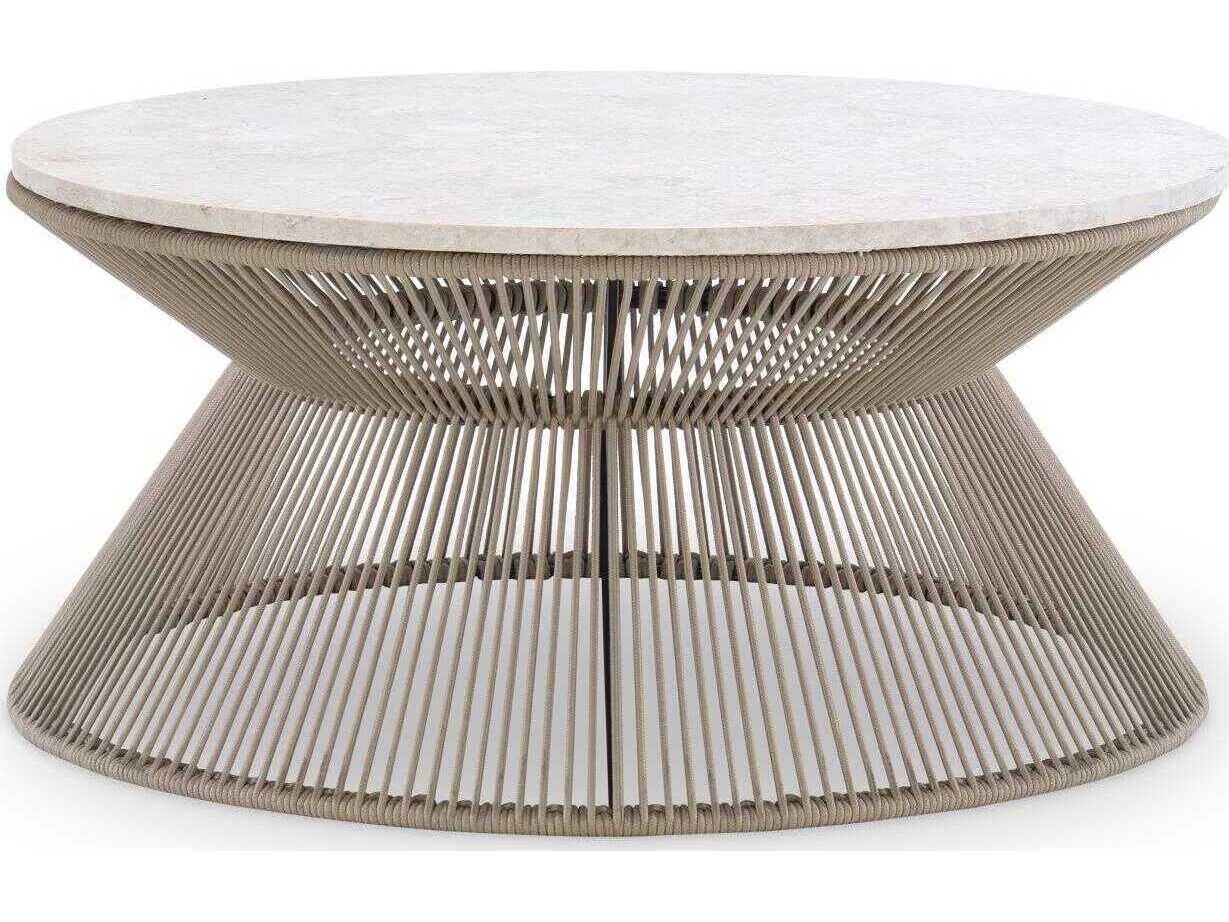 Legacy Classic Biscayne Round Marble Malabar W alabaster Fronts Coffee Table