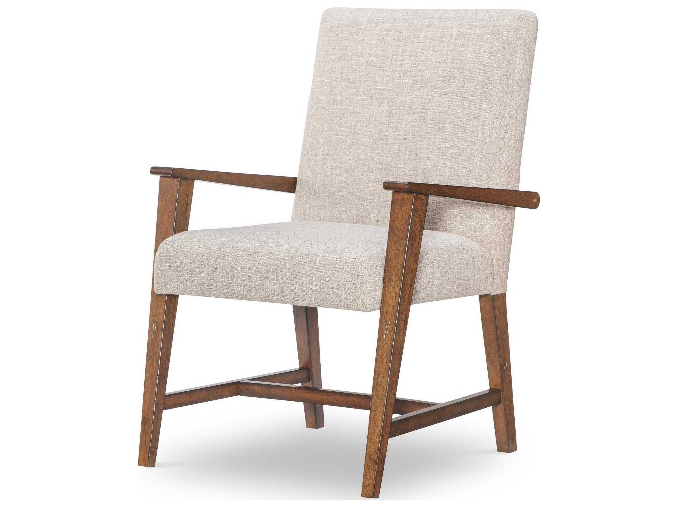 Legacy Classic Fenmore Poplar Wood Beige Upholstered Arm Dining Chair