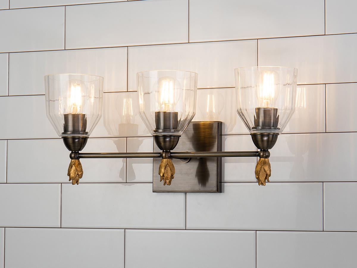 Lucas McKearn Felice 3-Light Dark Bronze Glass Vanity Light