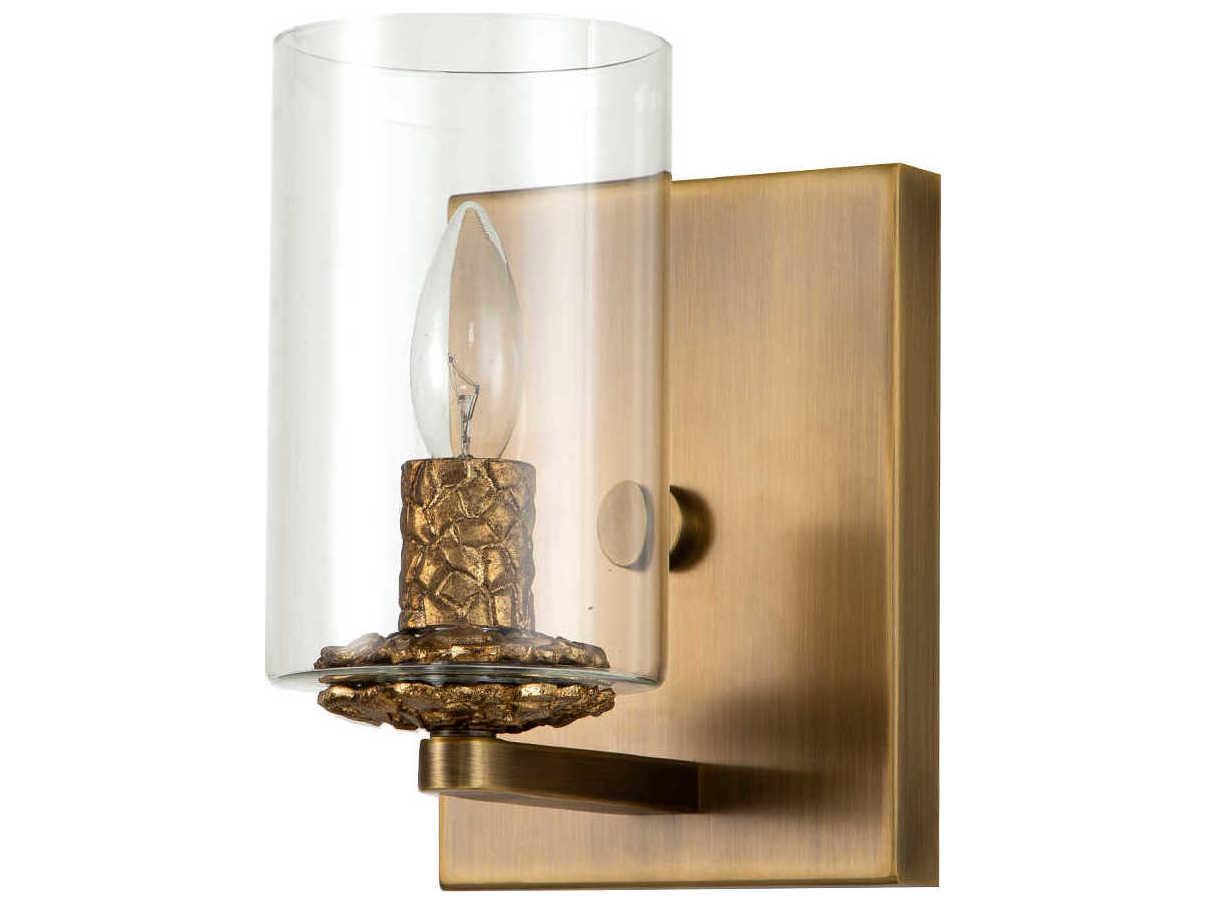 Lucas McKearn Bolivar 1-Light Antique Brass Glass Wall Sconce