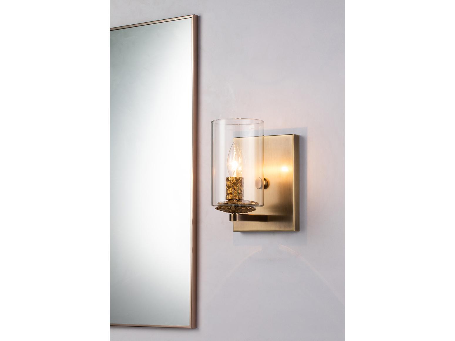 Lucas McKearn Bolivar 1-Light Antique Brass Glass Wall Sconce
