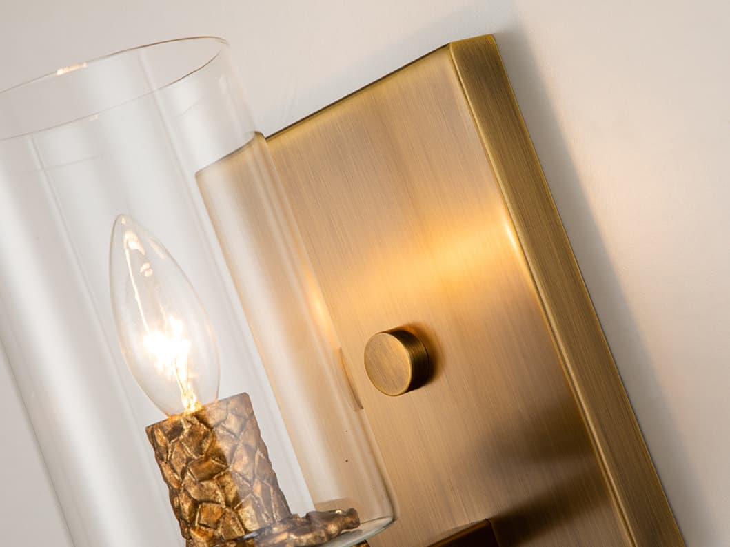 Lucas McKearn Bolivar 1-Light Antique Brass Glass Wall Sconce