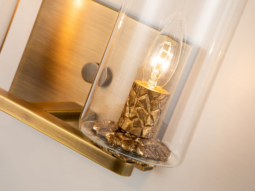 Lucas McKearn Bolivar 2-Light Antique Brass Glass Vanity Light