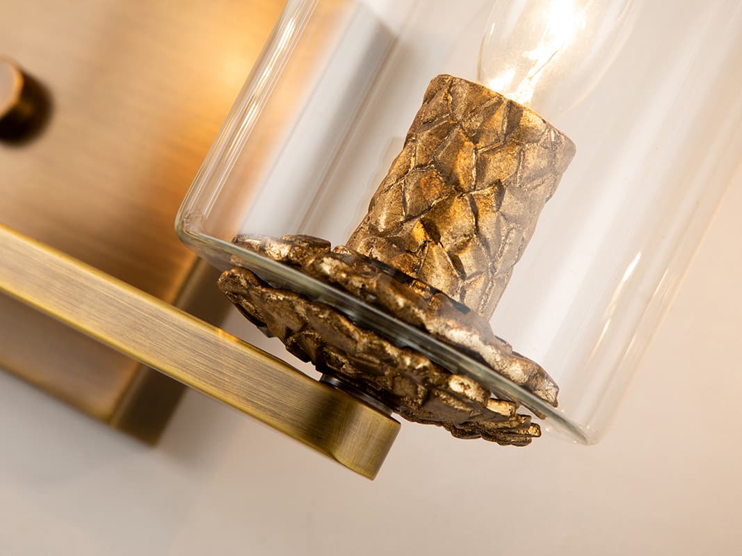 Lucas McKearn Bolivar 3-Light Antique Brass Glass Vanity Light