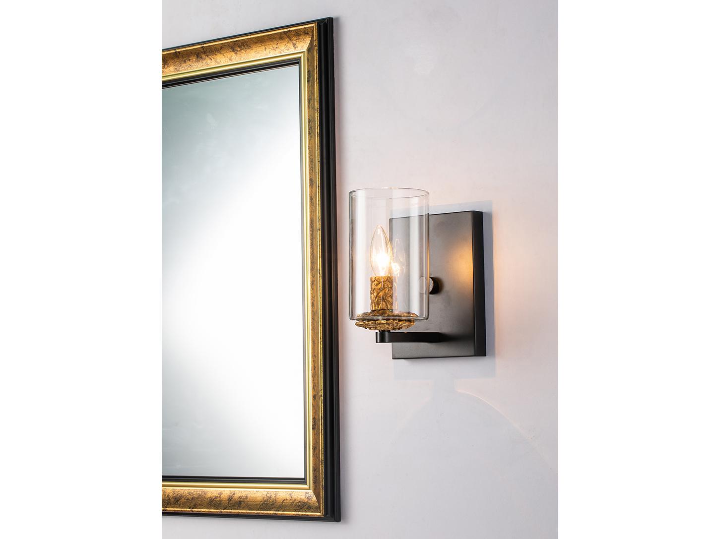 Lucas McKearn Bolivar 1-Light Matte Black Glass Wall Sconce