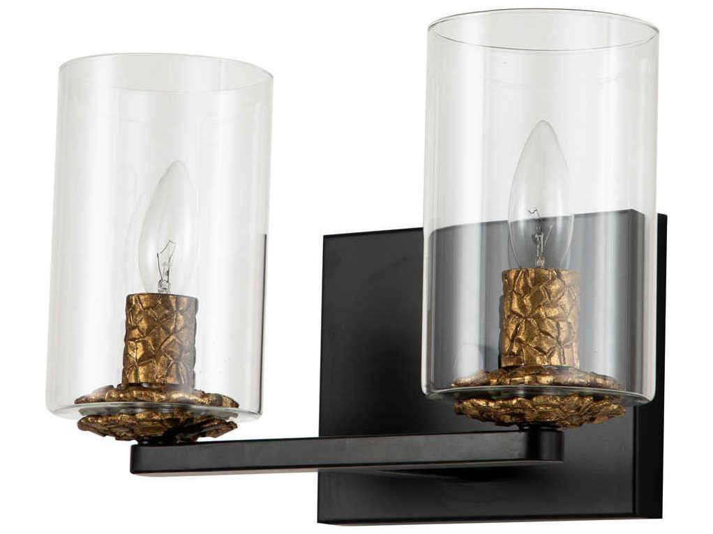 Lucas McKearn Bolivar 2-Light Matte Black Glass Vanity Light