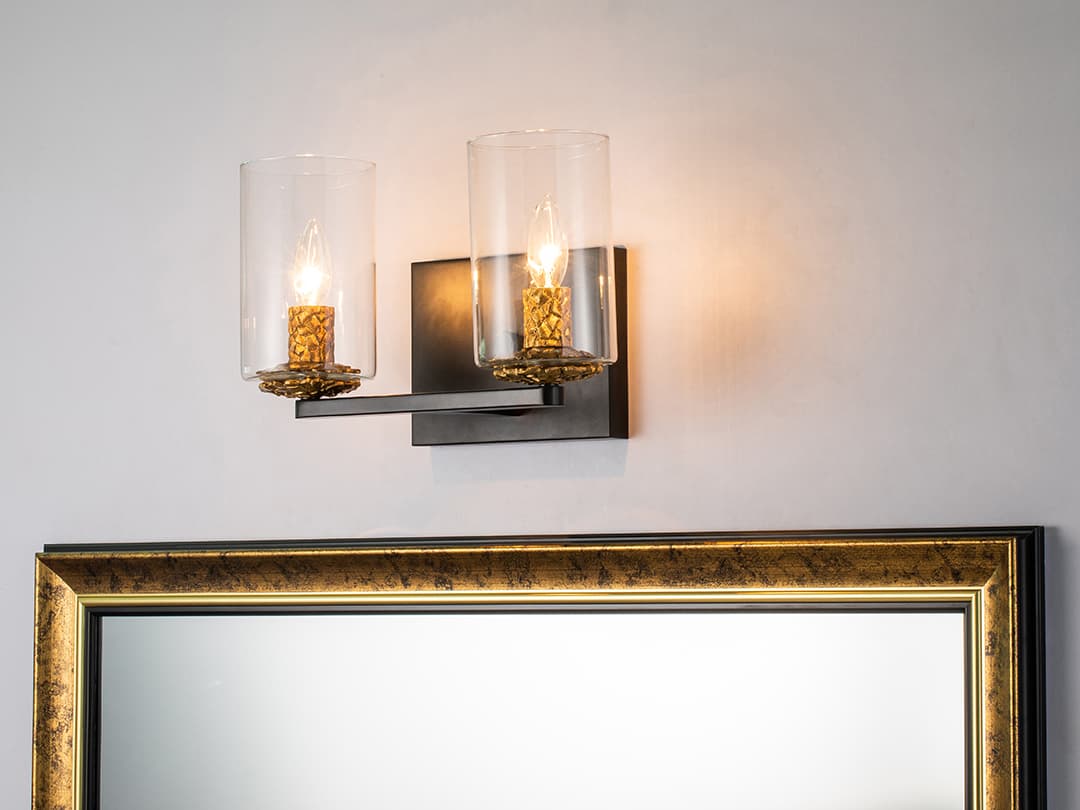 Lucas McKearn Bolivar 2-Light Matte Black Glass Vanity Light