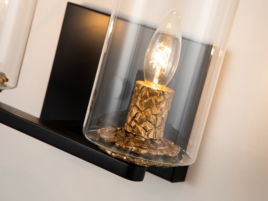 Lucas McKearn Bolivar 2-Light Matte Black Glass Vanity Light