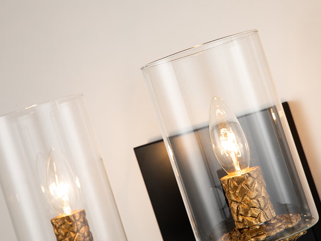 Lucas McKearn Bolivar 2-Light Matte Black Glass Vanity Light