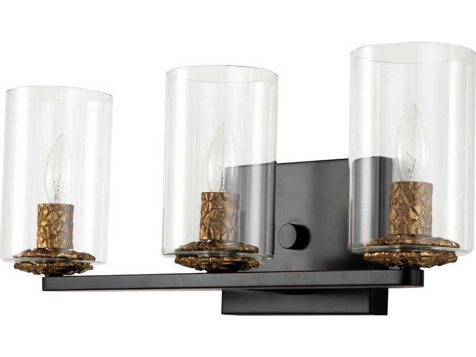 Lucas McKearn Bolivar 3-Light Matte Black Glass Vanity Light