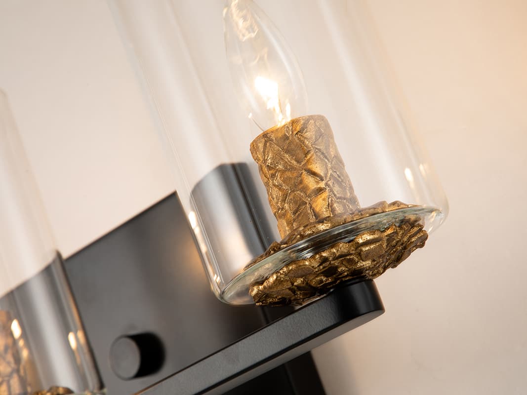 Lucas McKearn Bolivar 3-Light Matte Black Glass Vanity Light