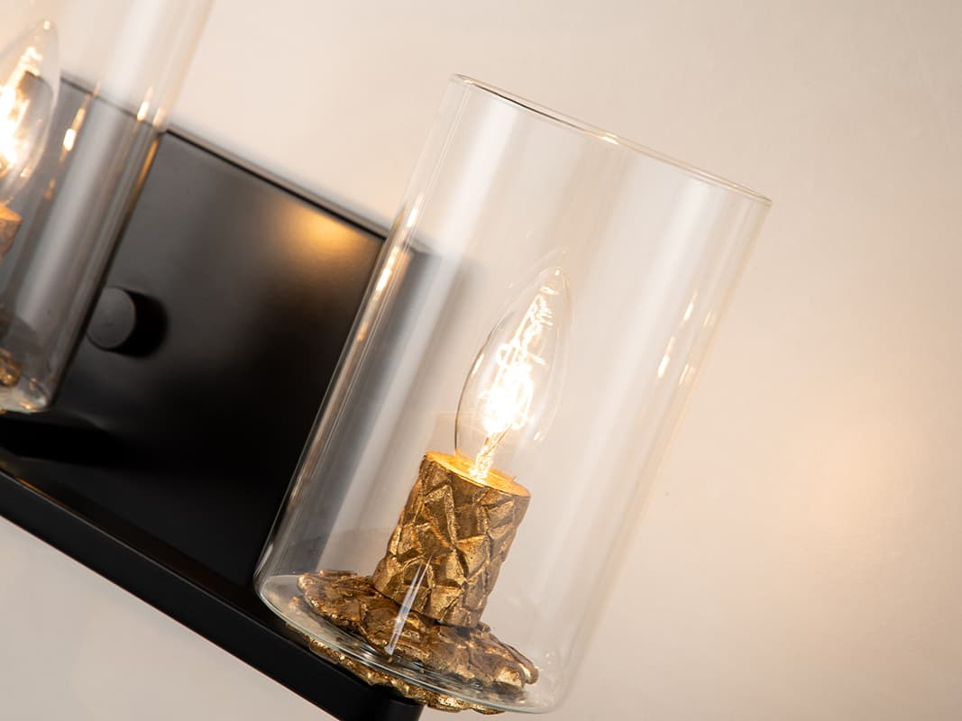 Lucas McKearn Bolivar 3-Light Matte Black Glass Vanity Light