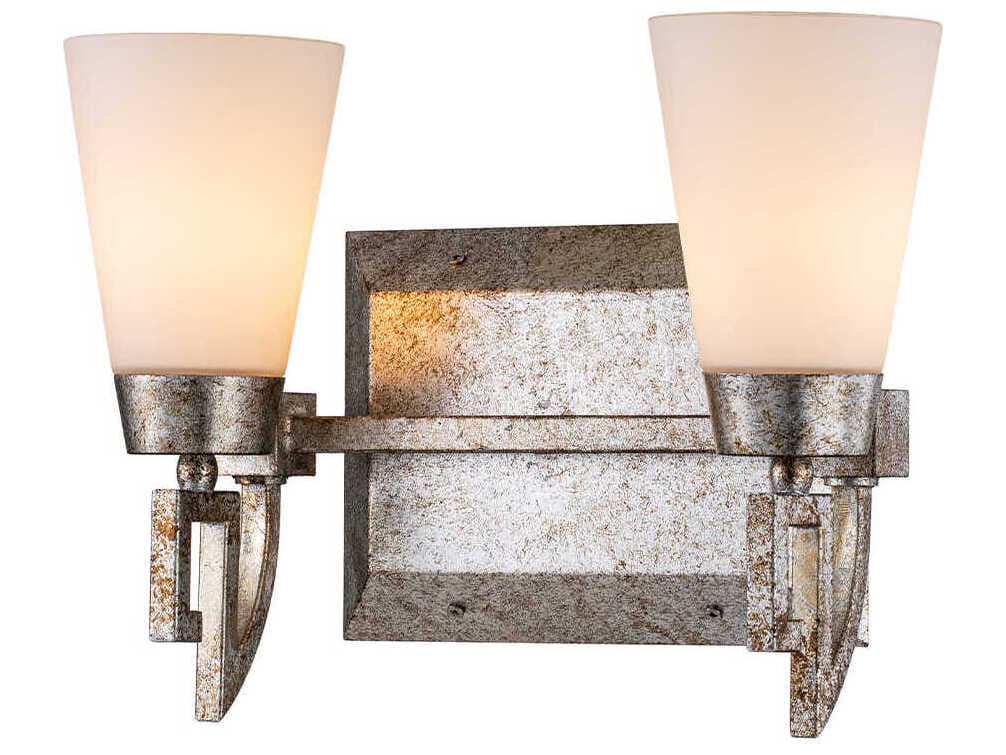 Lucas McKearn Lemuria 2-Light Silver Leaf Glass Vanity Light