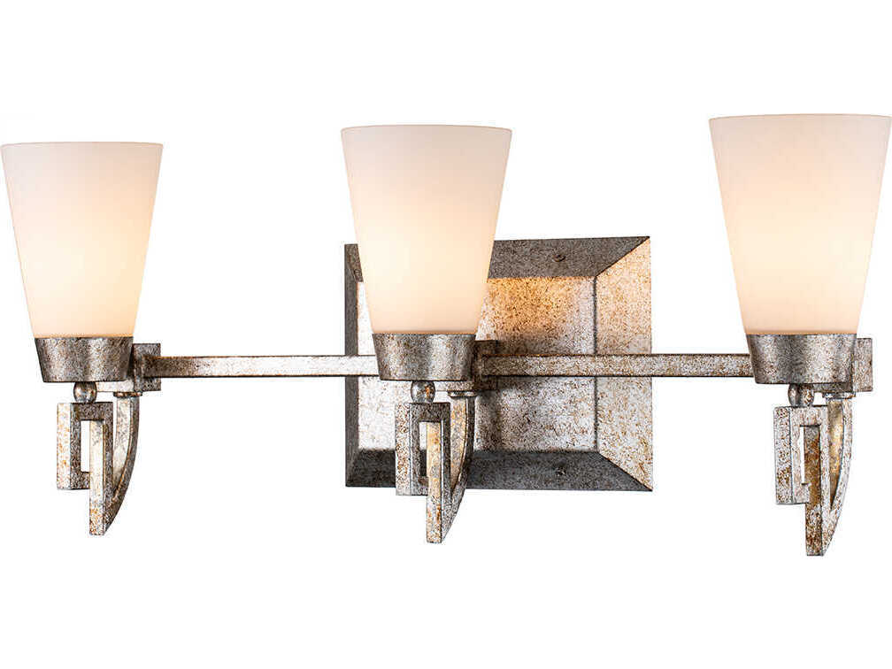 Lucas McKearn Lemuria 3-Light Silver Leaf Glass Vanity Light
