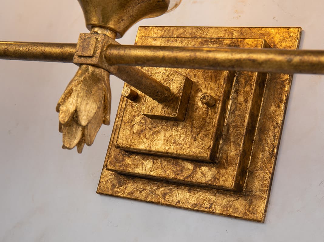 Lucas McKearn Vetiver 3-Light Gold Leaf Glass Vanity Light