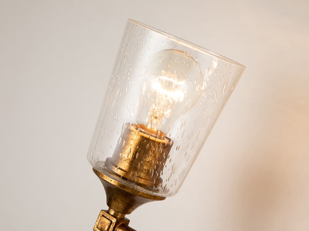 Lucas McKearn Vetiver 3-Light Gold Leaf Glass Vanity Light