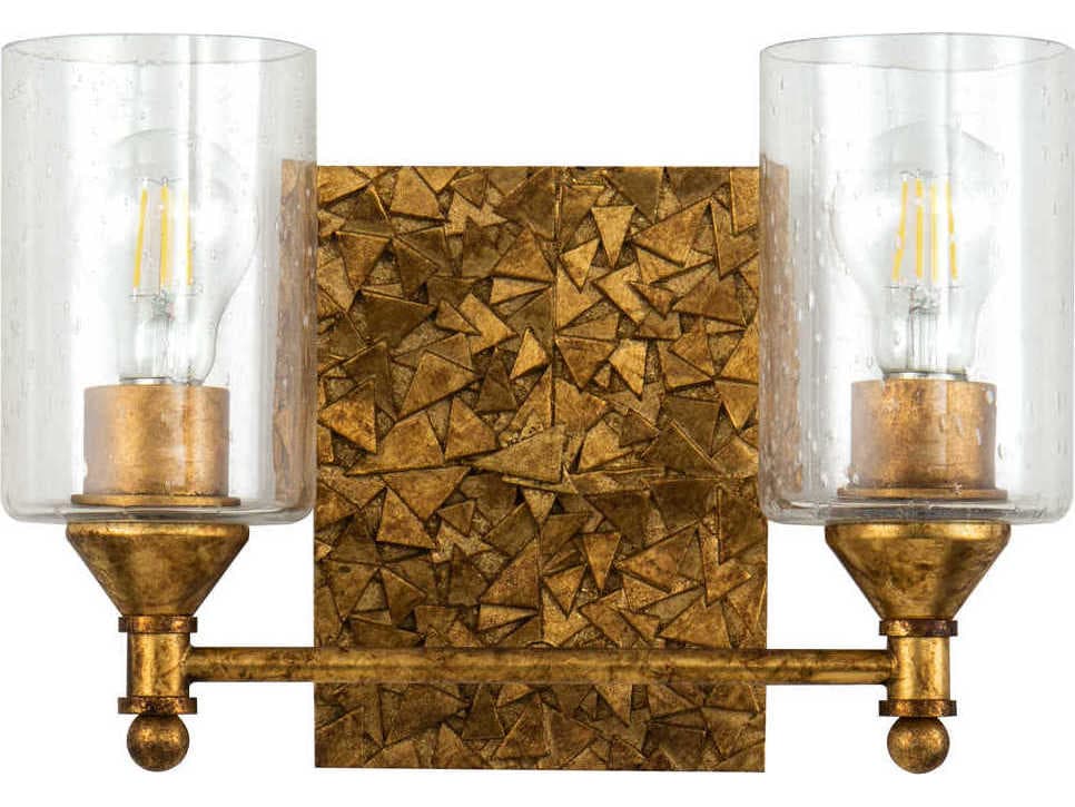 Lucas McKearn Mosaic 2-Light Gold Glass Vanity Light