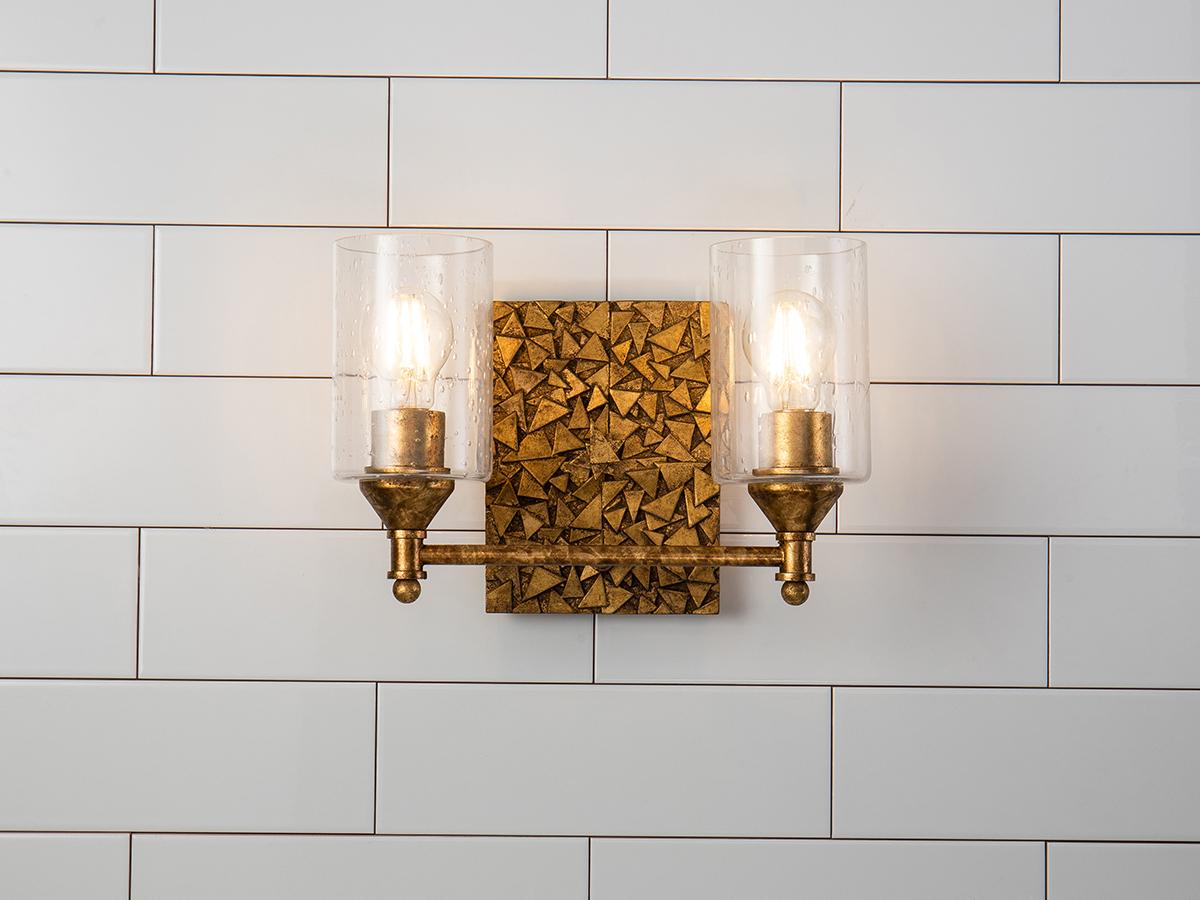 Lucas McKearn Mosaic 2-Light Gold Glass Vanity Light