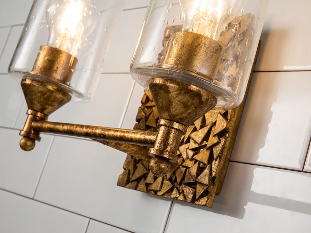 Lucas McKearn Mosaic 2-Light Gold Glass Vanity Light