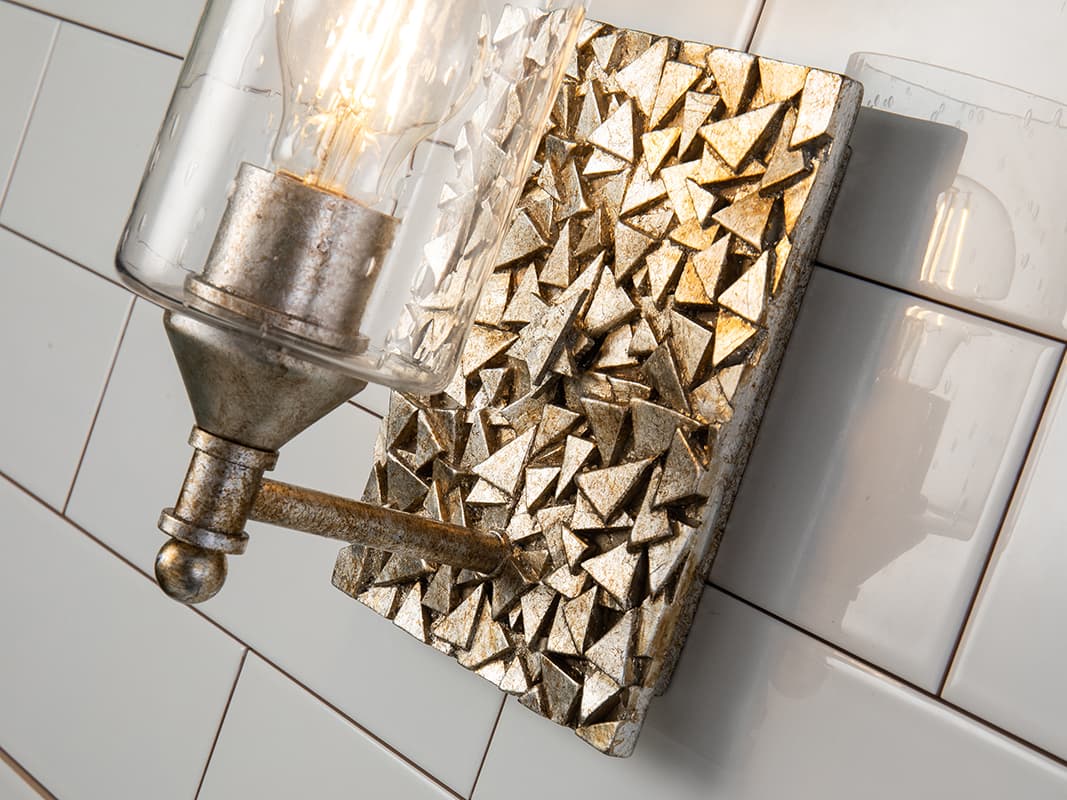 Lucas McKearn Mosaic 1-Light Silver Glass Wall Sconce