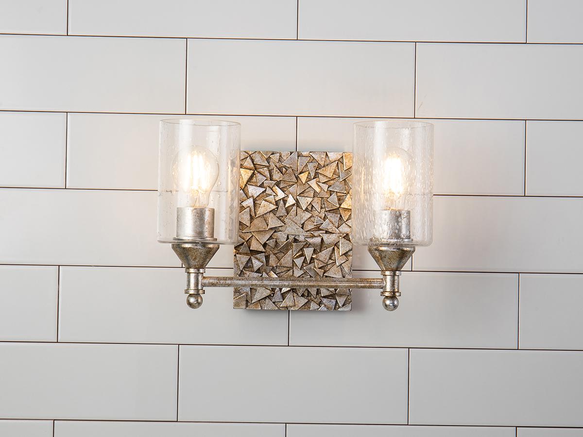 Lucas McKearn Mosaic 2-Light Silver Glass Vanity Light