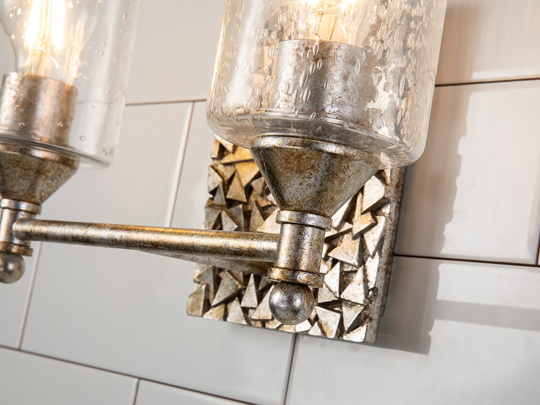 Lucas McKearn Mosaic 2-Light Silver Glass Vanity Light