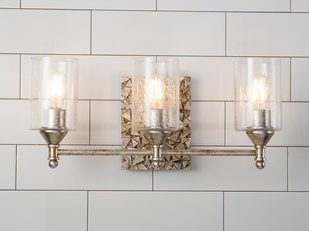 Lucas McKearn Mosaic 3-Light Silver Glass Vanity Light