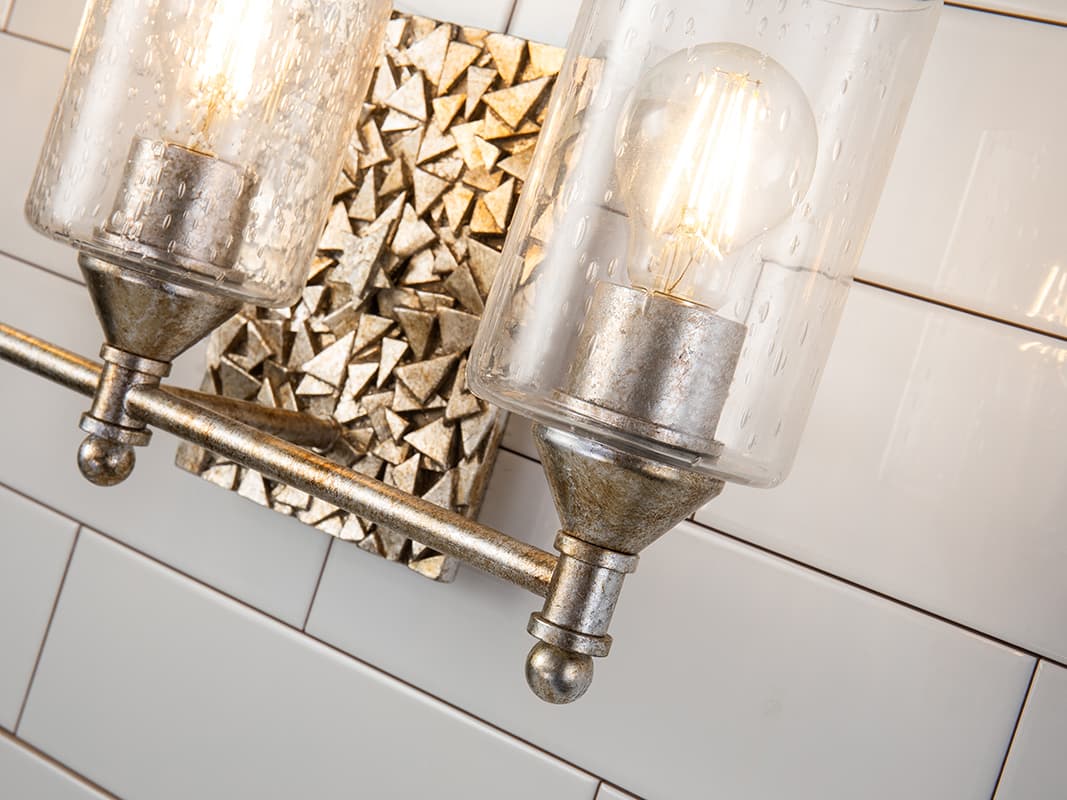 Lucas McKearn Mosaic 3-Light Silver Glass Vanity Light