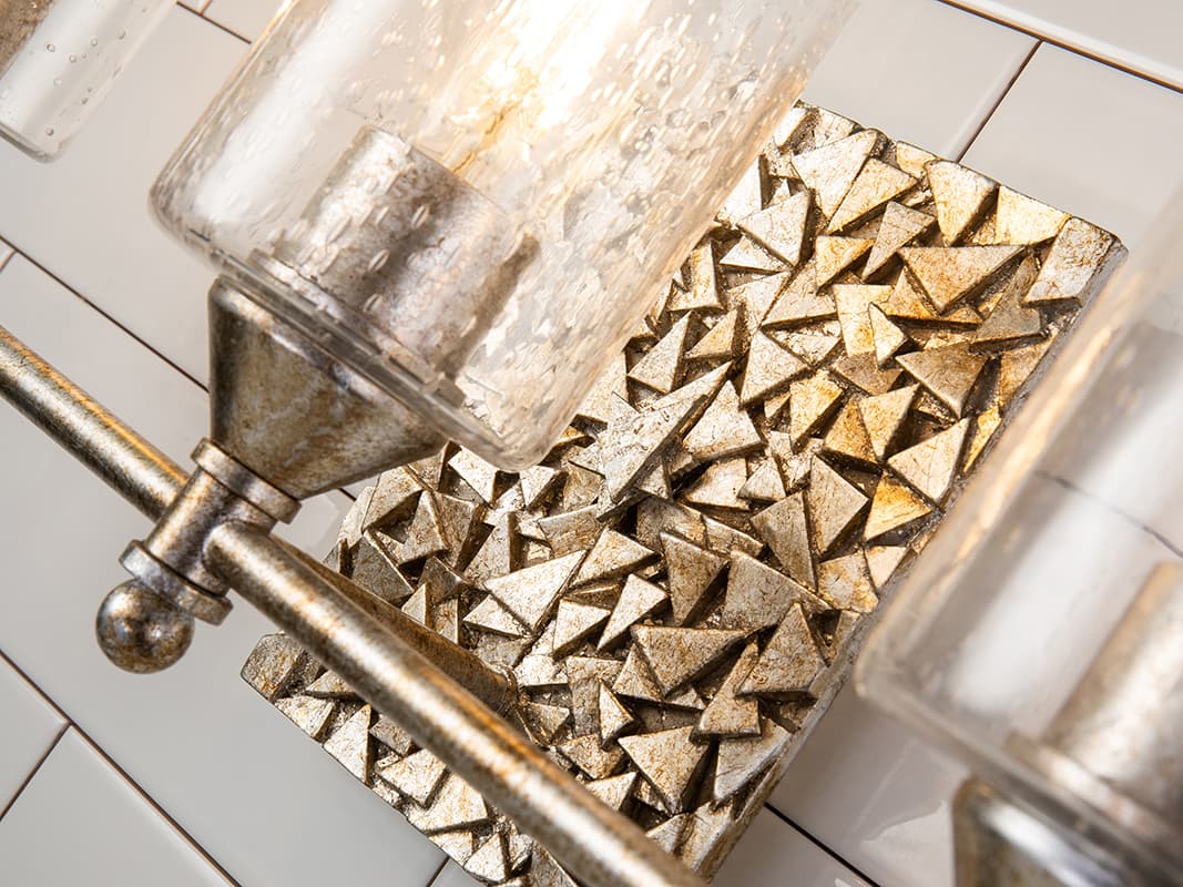 Lucas McKearn Mosaic 3-Light Silver Glass Vanity Light