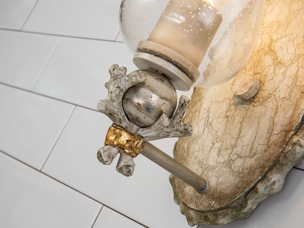 Lucas McKearn Trellis 1-Light Bone Brown Glass Wall Sconce