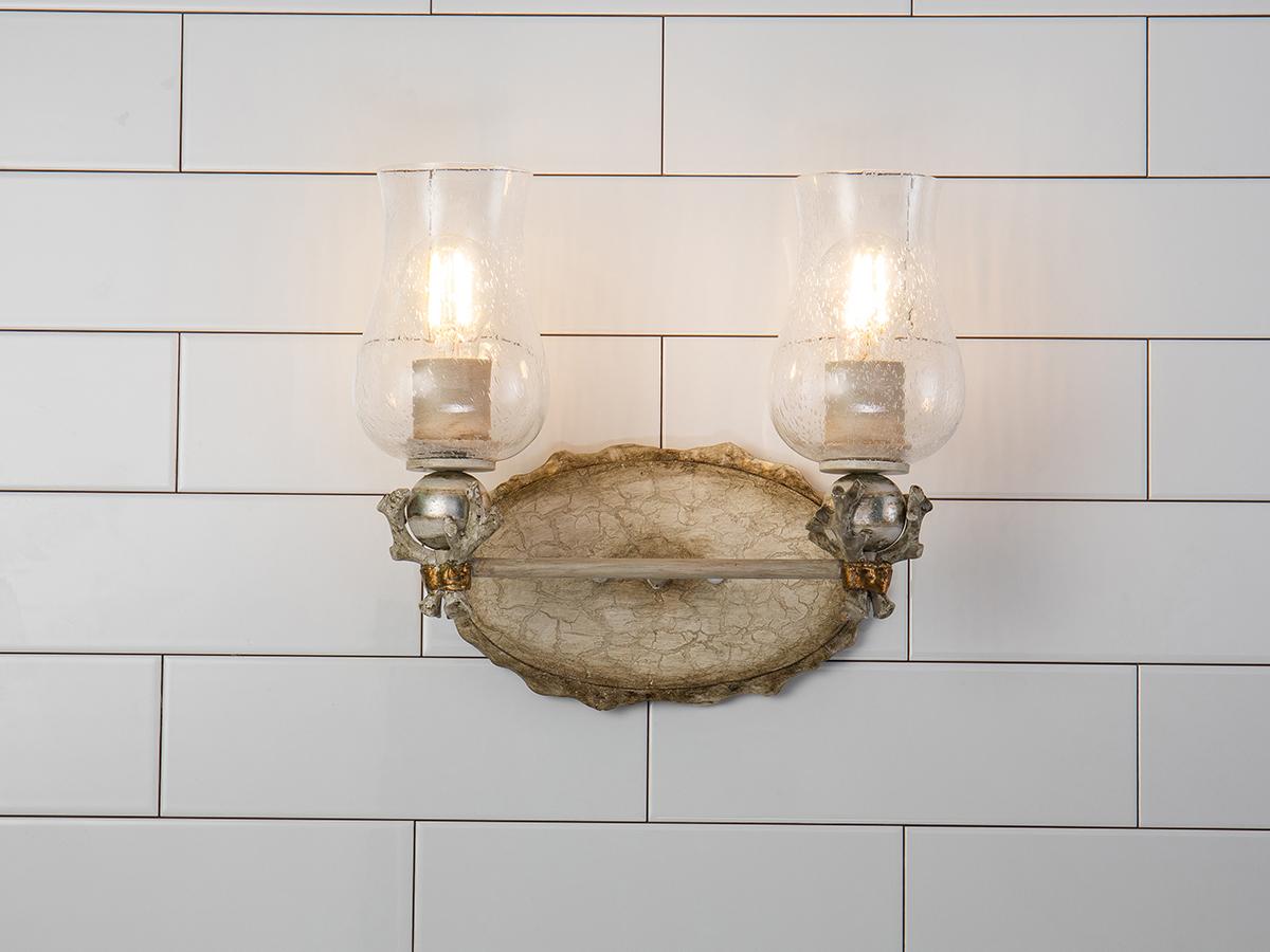 Lucas McKearn Trellis 2-Light Bone Brown Glass Vanity Light