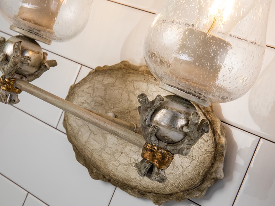 Lucas McKearn Trellis 2-Light Bone Brown Glass Vanity Light