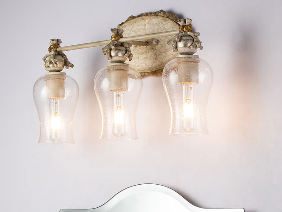 Lucas McKearn Trellis 3-Light Bone Brown Glass Vanity Light