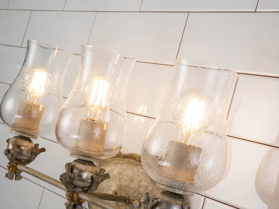 Lucas McKearn Trellis 3-Light Bone Brown Glass Vanity Light