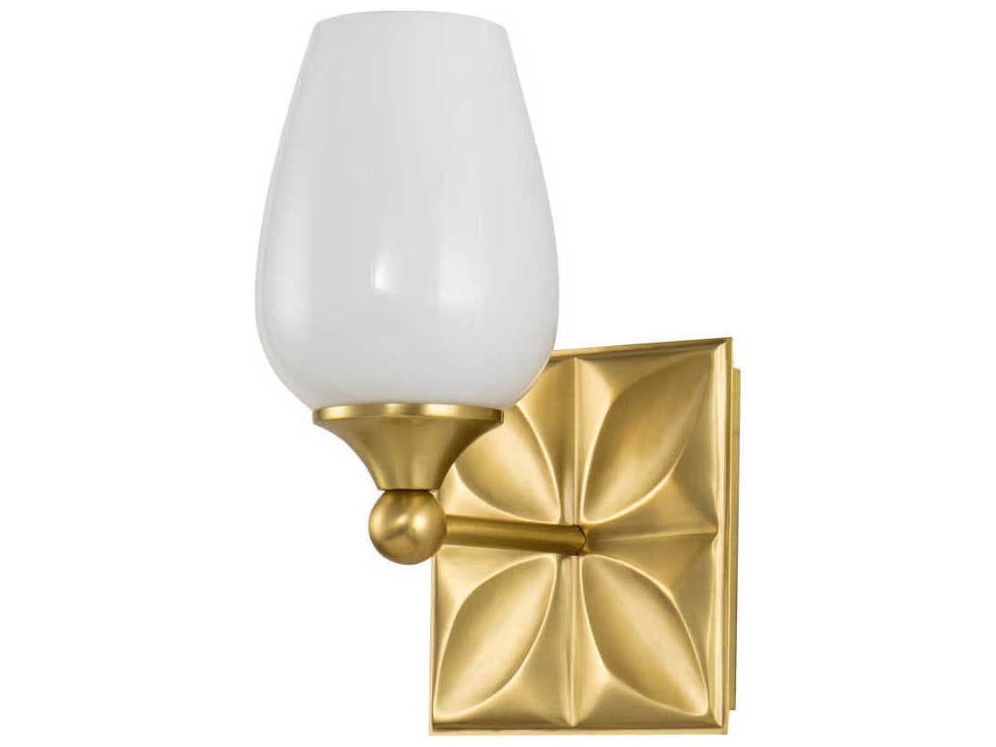 Lucas McKearn Epsilon 1-Light Aged Brass Glass Wall Sconce