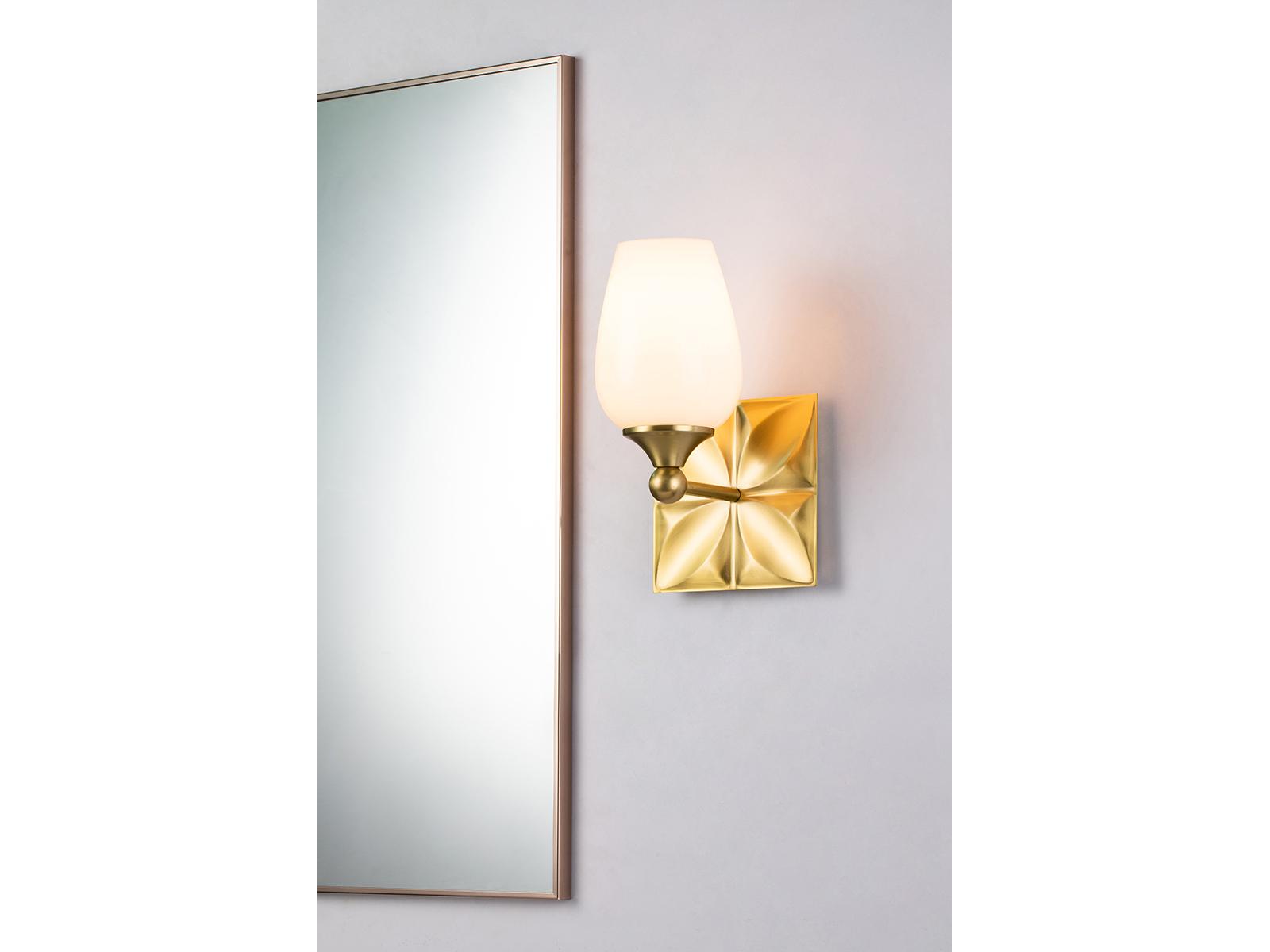Lucas McKearn Epsilon 1-Light Aged Brass Glass Wall Sconce