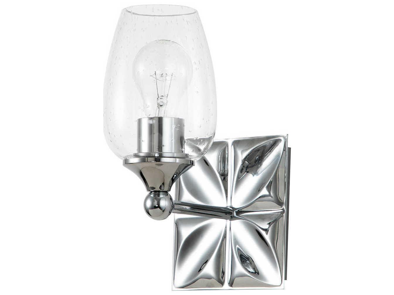 Lucas McKearn Epsilon 1-Light Polished Chrome Glass Wall Sconce