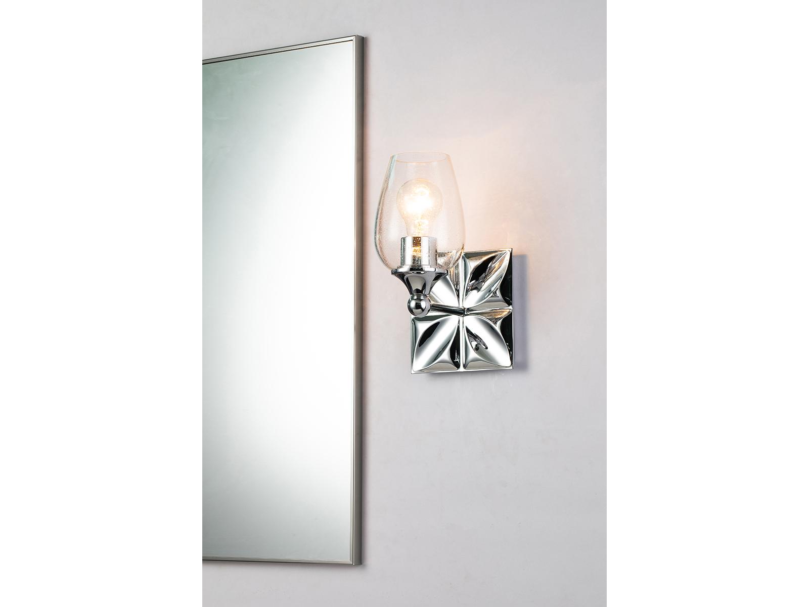 Lucas McKearn Epsilon 1-Light Polished Chrome Glass Wall Sconce