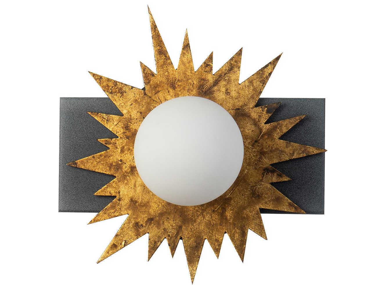 Lucas McKearn Soleil 1-Light Weathered Zinc Gold Black Glass LED Wall Sconce