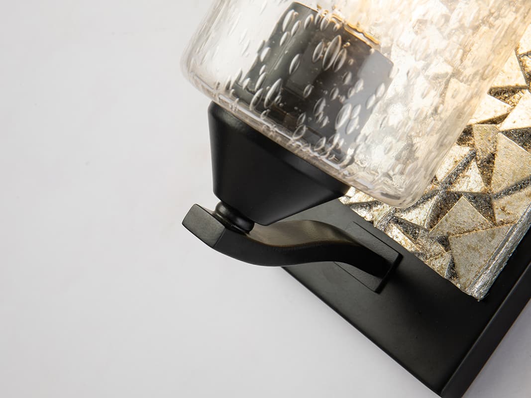 Lucas McKearn Bocage 1-Light Matte Black Antiqued Silver Leaf Glass Wall Sconce