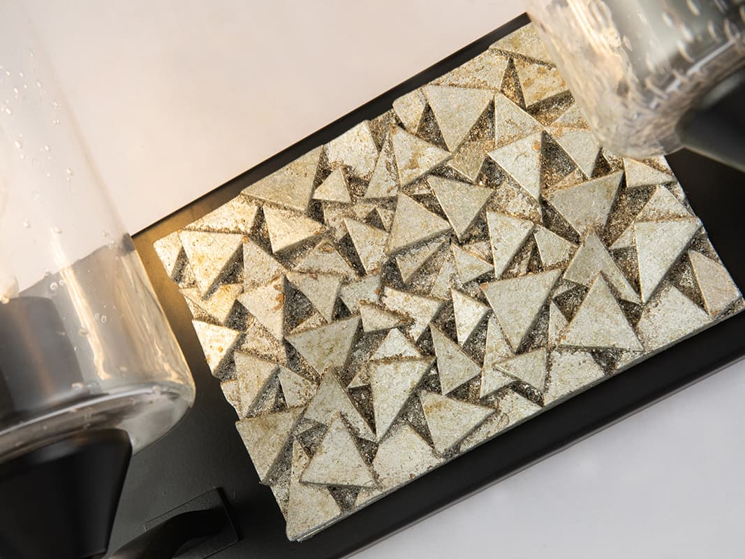 Lucas McKearn Bocage 2-Light Matte Black Antiqued Silver Leaf Glass Vanity Light