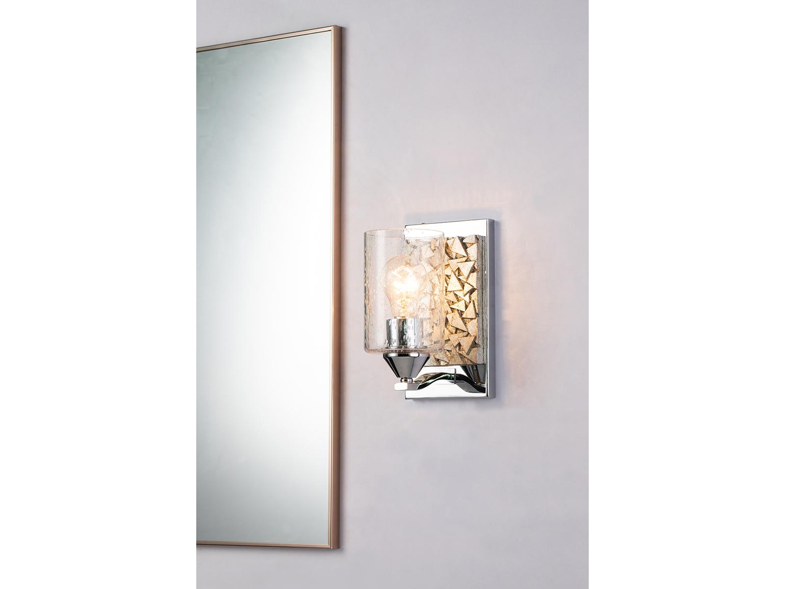 Lucas McKearn Bocage 1-Light Polished Chrome Antiqued Silver Leaf Glass Wall Sconce