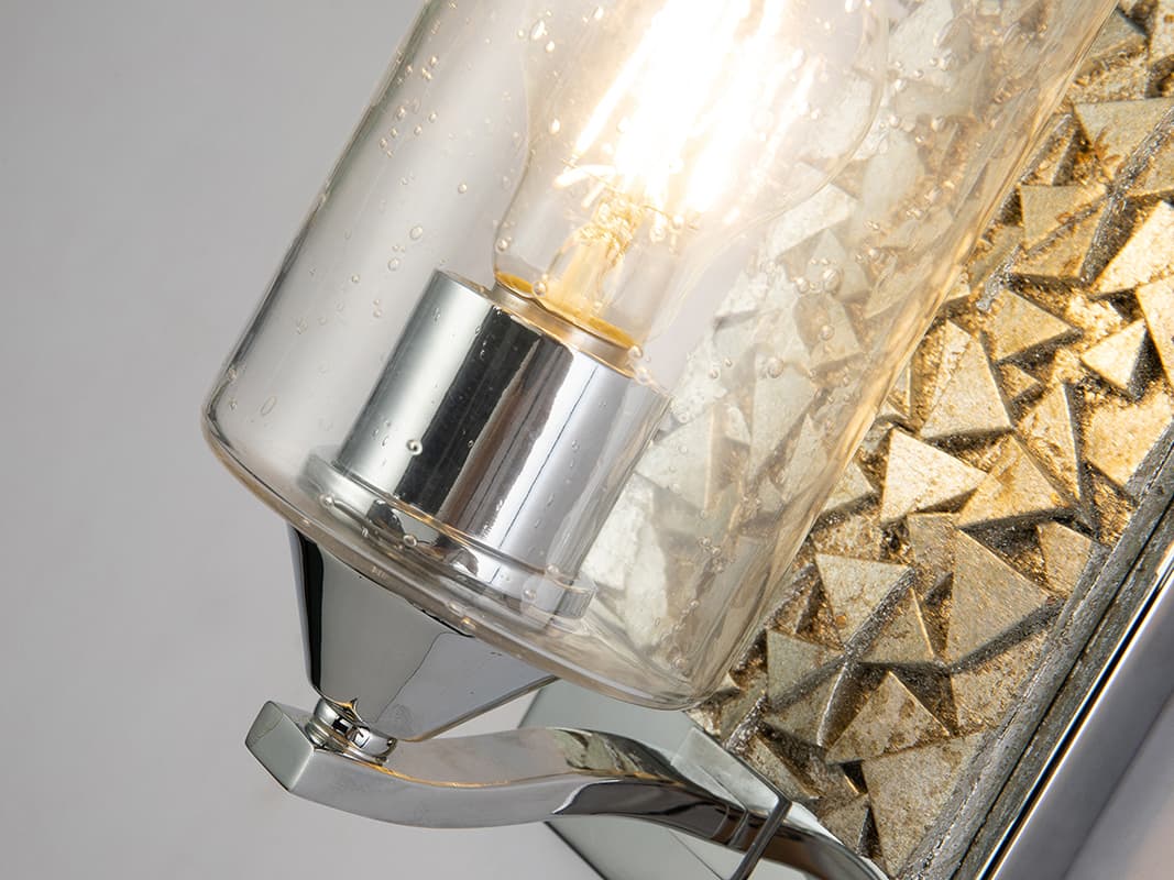 Lucas McKearn Bocage 1-Light Polished Chrome Antiqued Silver Leaf Glass Wall Sconce