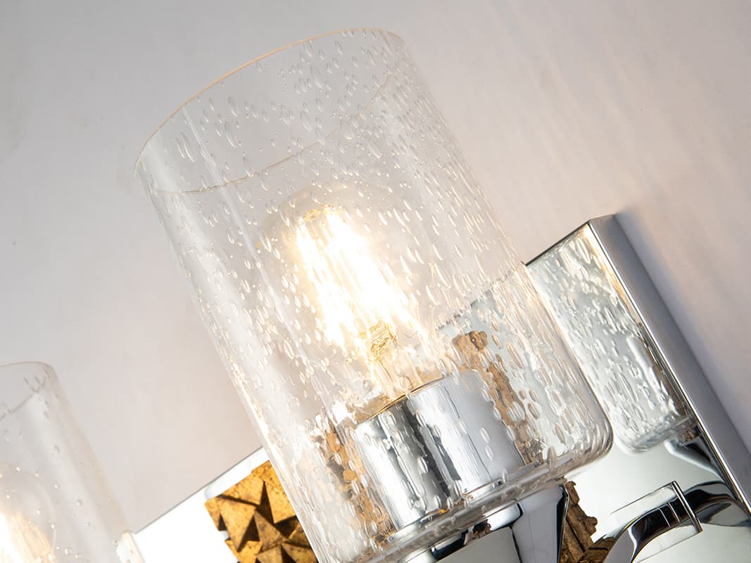 Lucas McKearn Bocage 2-Light Polished Chrome Antiqued Gold Leaf Glass Vanity Light