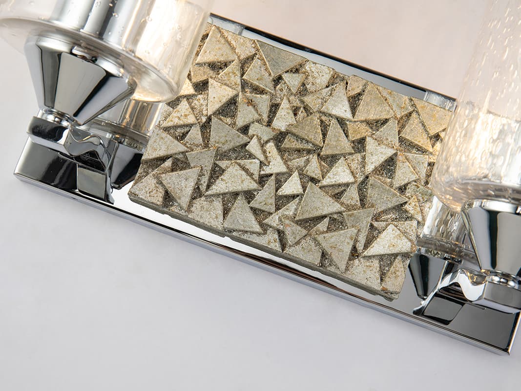 Lucas McKearn Bocage 2-Light Polished Chrome Antiqued Silver Leaf Glass Vanity Light