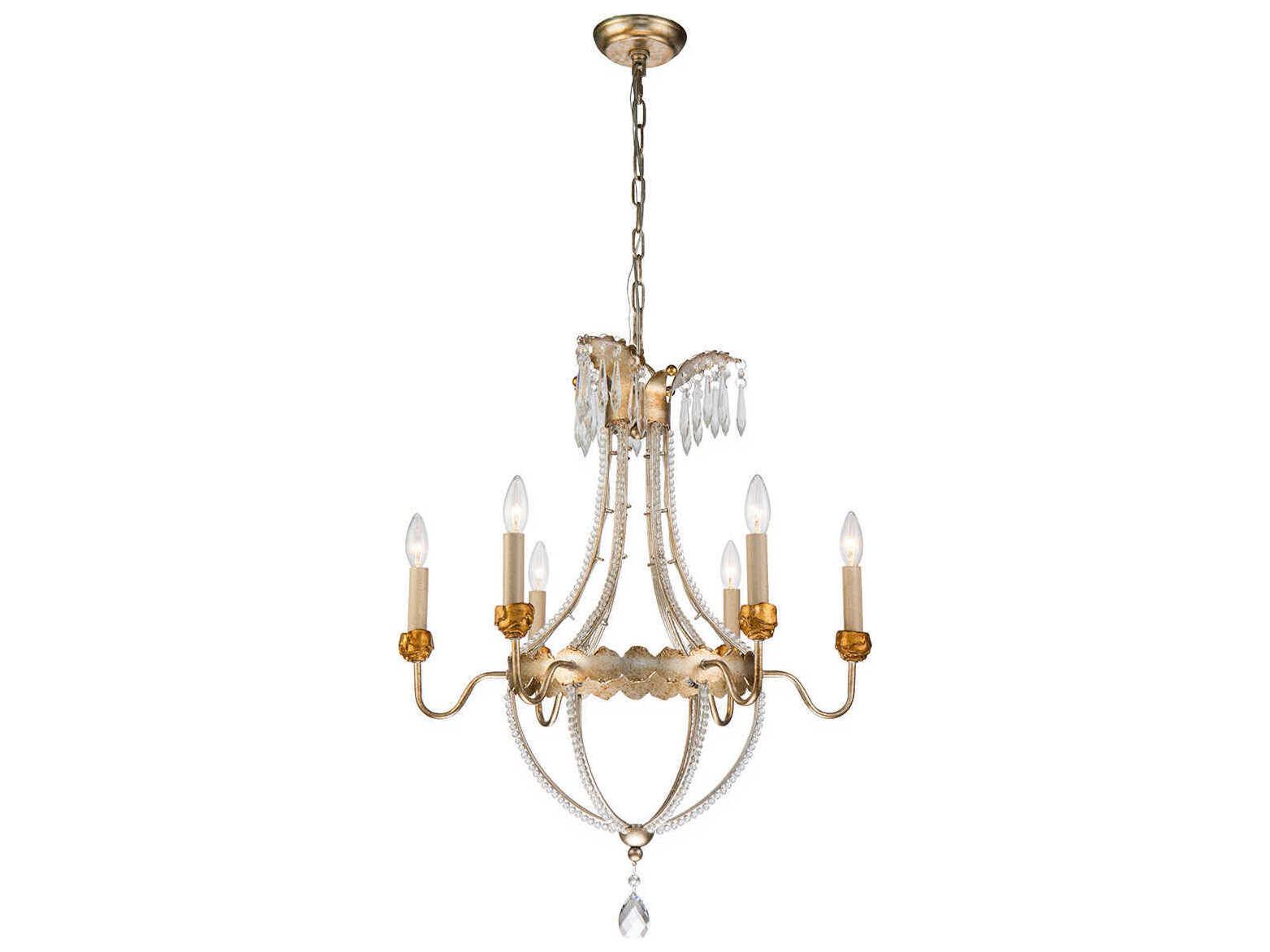 Lucas McKearn Monteleone 3-Light Gold Leaf Antique Crystal Glass Candelabra Chandelier